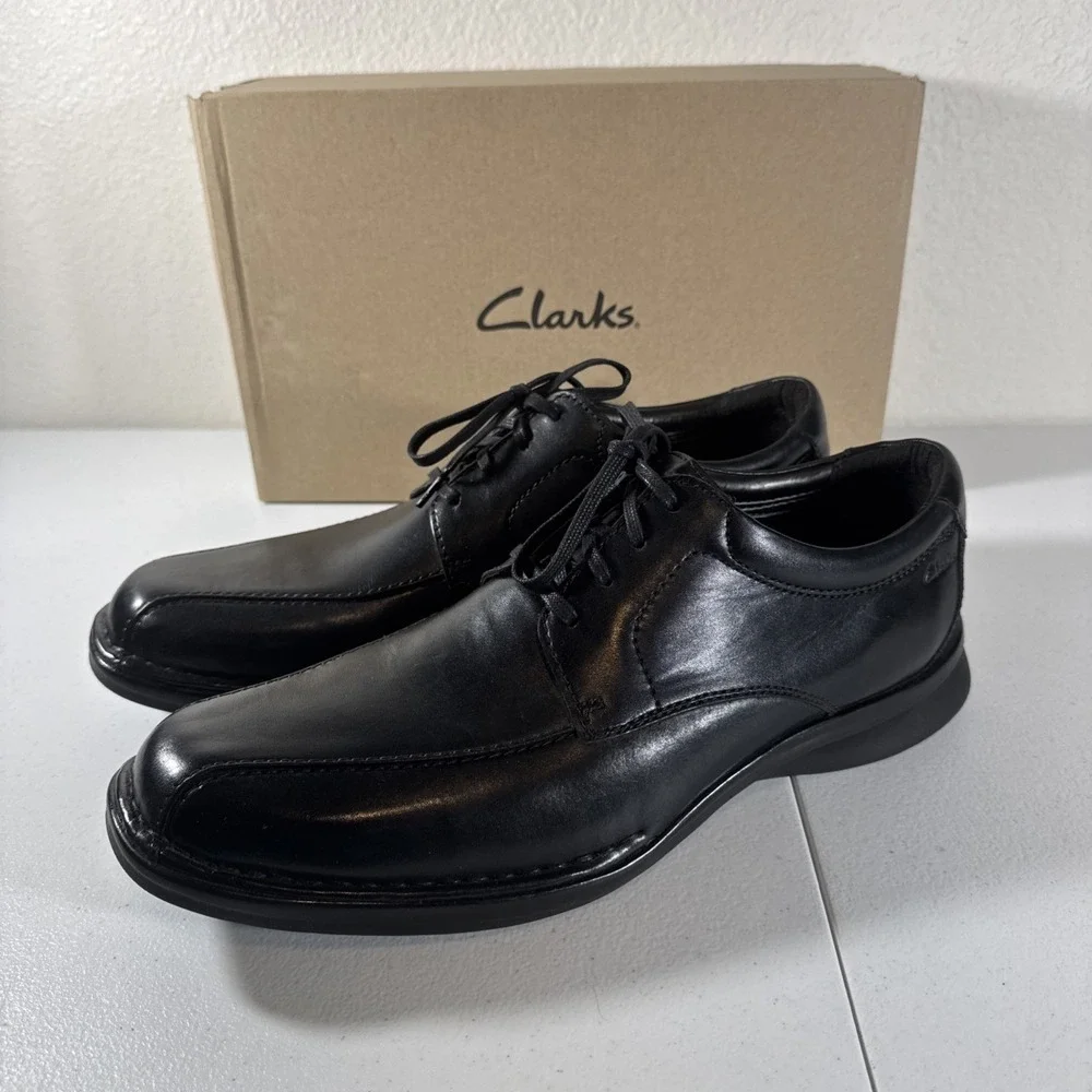 Clarks Kempton Run Men's Size 13 M Black Leather Oxford Dress Shoes Church Work